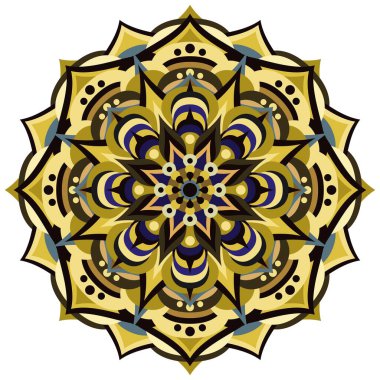 Mandala beyaz üzerine etnik süs