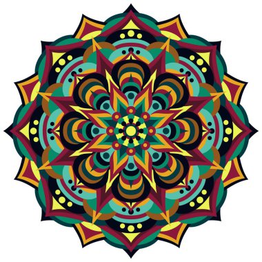 Mandala beyaz üzerine etnik süs