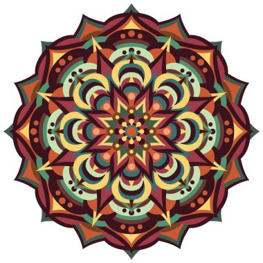 Mandala beyaz üzerine etnik süs