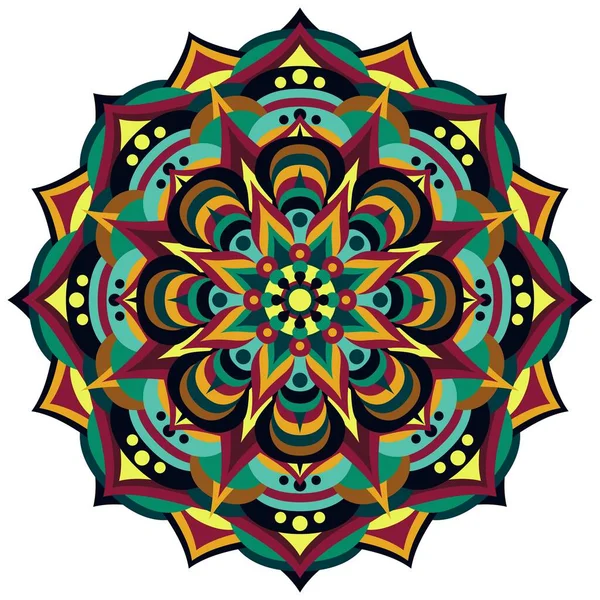 Mandala Etnický Ornament Bílém — Stockový vektor