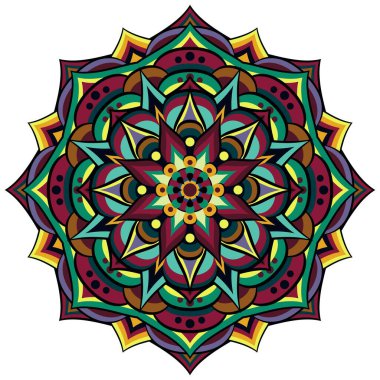 Mandala beyaz üzerine etnik süs