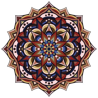 Mandala beyaz üzerine etnik süs