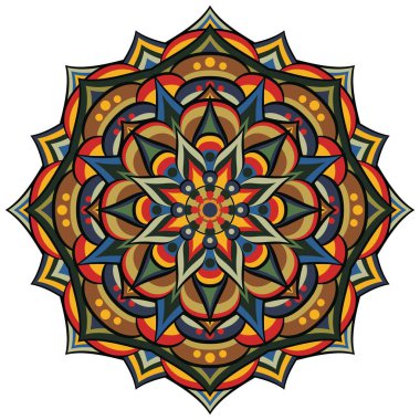 Mandala beyaz üzerine etnik süs