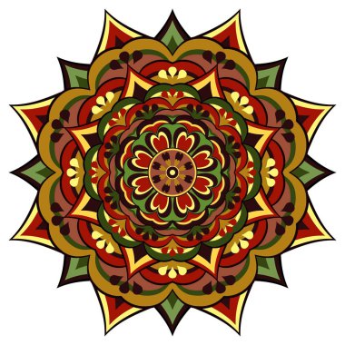 Mandala beyaz üzerine etnik süs