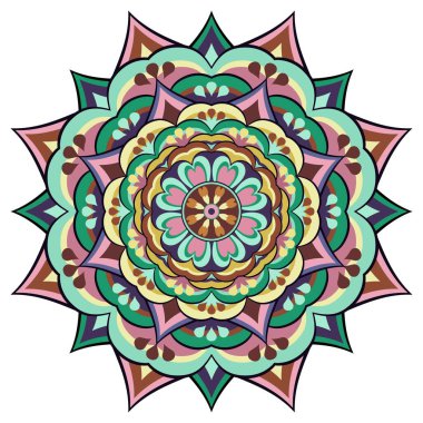 Mandala beyaz üzerine etnik süs