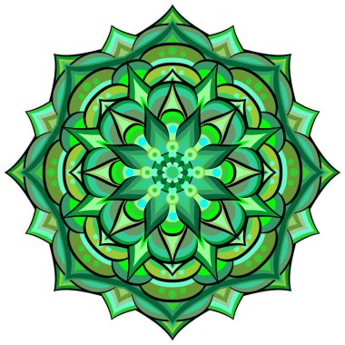 Mandala beyaz üzerine etnik süs