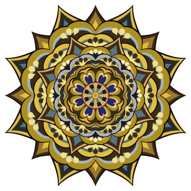 Mandala beyaz üzerine etnik süs