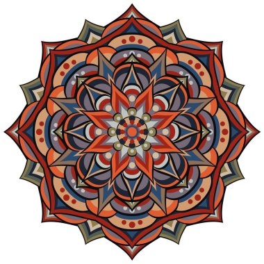 Mandala beyaz üzerine etnik süs