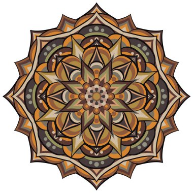 Mandala beyaz üzerine etnik süs