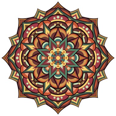 Mandala beyaz üzerine etnik süs