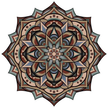 Mandala beyaz üzerine etnik süs