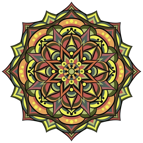 Mandala Ornement Ethnique Sur Blanc — Image vectorielle