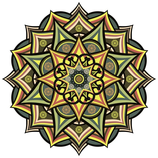 Mandala Ornamento Etnico Bianco — Vettoriale Stock