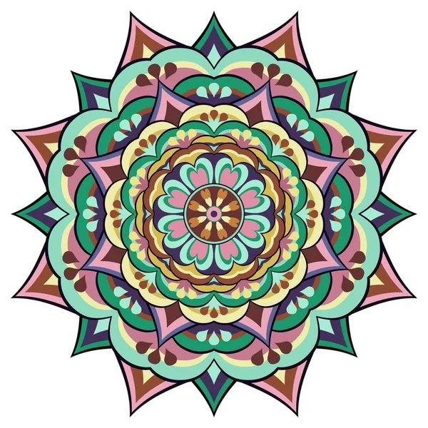 Mandala Ornamento Etnico Bianco — Vettoriale Stock