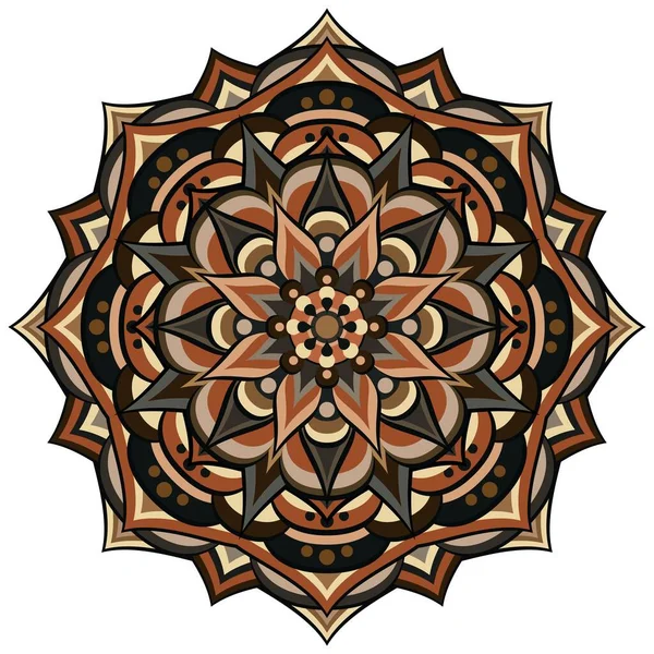 Mandala Etnický Ornament Bílém — Stockový vektor