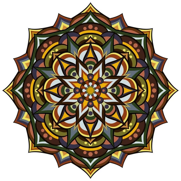 Mandala Ornement Ethnique Sur Blanc — Image vectorielle