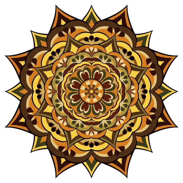 Mandala Ornement Ethnique Sur Blanc — Image vectorielle