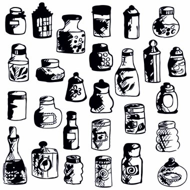 Kavanoz ve şişelerle kusursuz bir arkaplan