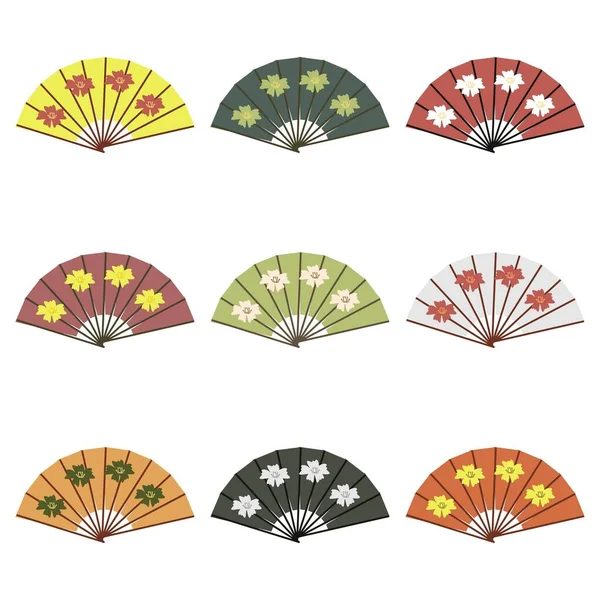 Set Fans White Background — Stock Vector