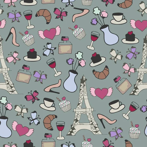 seamless pattern with france objects