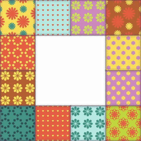 Fundo Patchwork Com Padrões Diferentes — Vetor de Stock