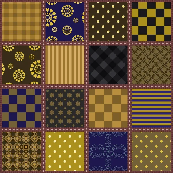 Fondo Patchwork Con Diferentes Patrones — Archivo Imágenes Vectoriales