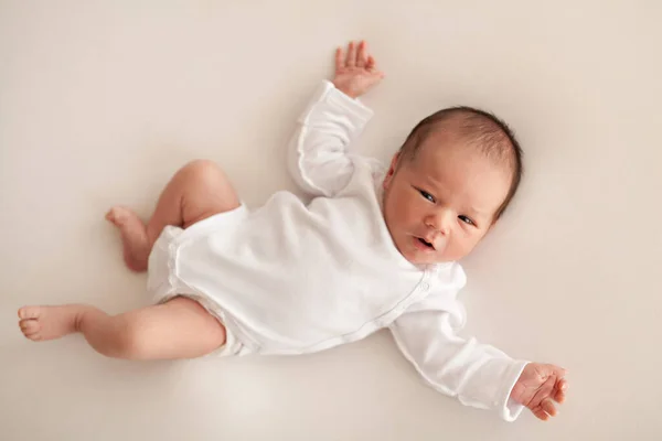 Newborn Baby Boy White Body Assleep Stock Photo