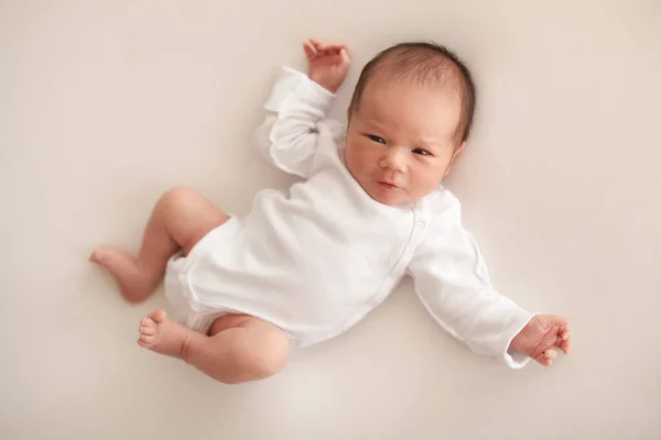 Newborn Baby Boy White Body Assleep Stock Image