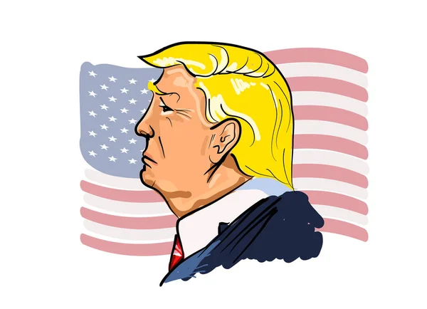 Векторный цветной иллюстрированный портрет президента Дональда Трампа — стоковый вектор