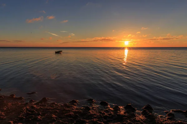 Panorama of beautiful sunset on Baltic sea. — Stock Photo, Image