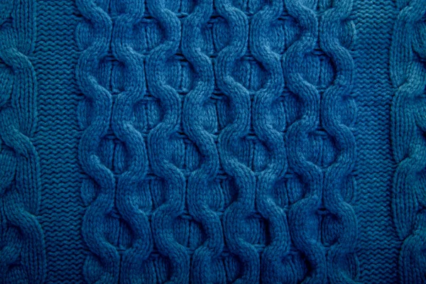 Klasszikus kék szövet üres vászon, kötött ruha textúra, szövet 2020 divatos szín minta ruhák — Stock Fotó