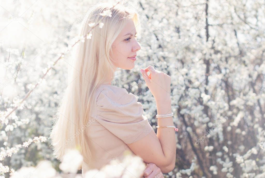 Romantic Portrait of Young Beautiful Blonde Woman