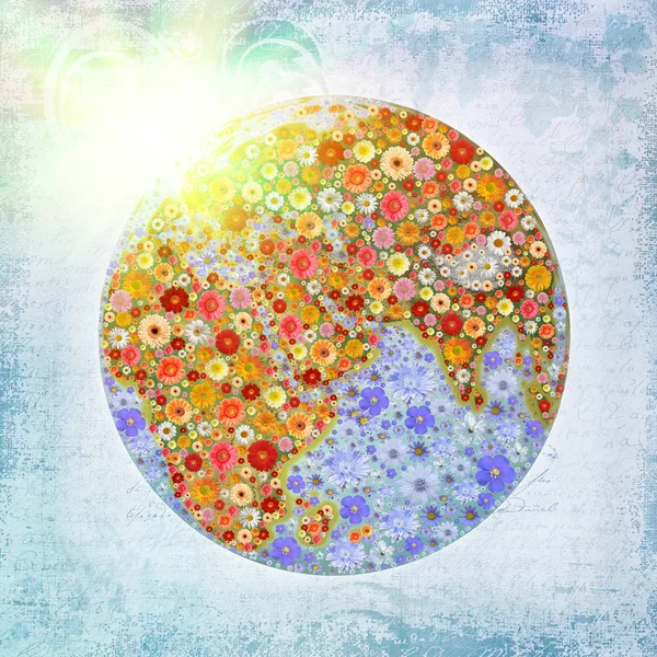 Blooming Planet Earth Illustration — Stock Photo, Image