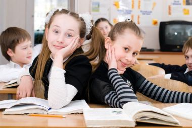 Education concept - School Students at the class clipart