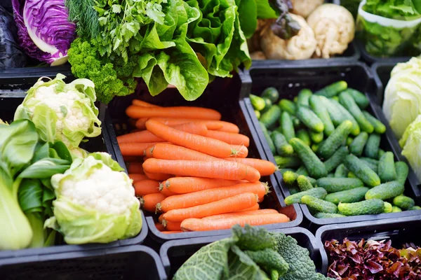 Fresh organic vegetables at market — Stock fotografie