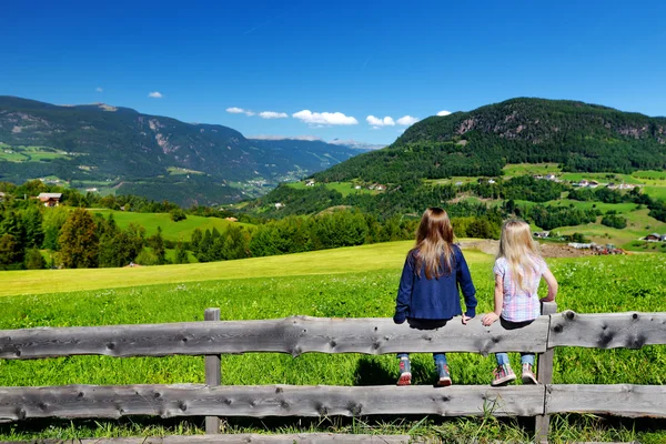 Hermanas pequeñas que admiran el hermoso paisaje — Foto de Stock