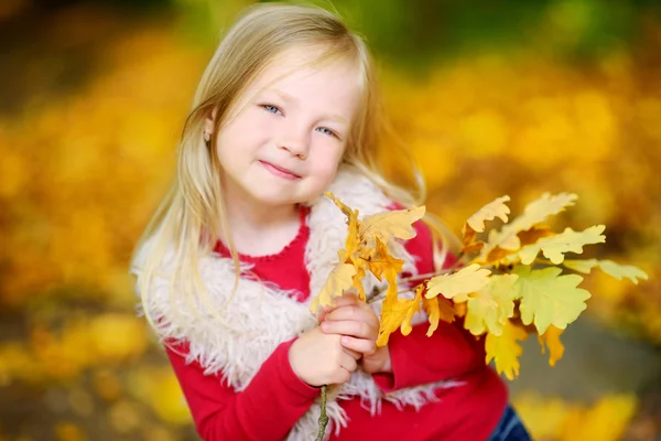 Söt liten flicka i höstparken — Stockfoto