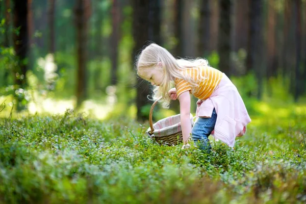 Kleines Mädchen pflückt Fuchsbeeren — Stockfoto