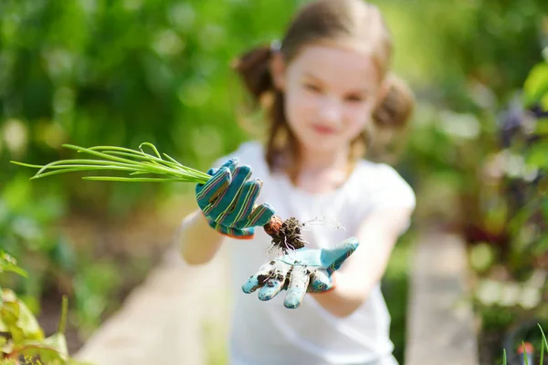 Girl  playing  in a greenhouse — Stock Photo, Image