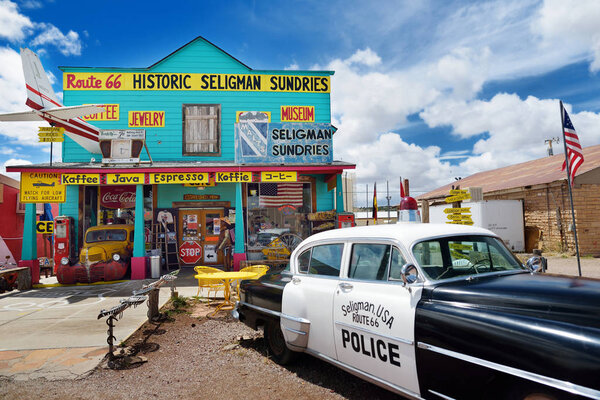 Route 66 decorations in Seligman