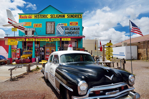 Route 66 decorations in Seligman
