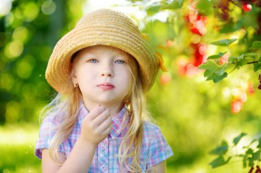 Kırmızı kuş üzümü yiyen kız