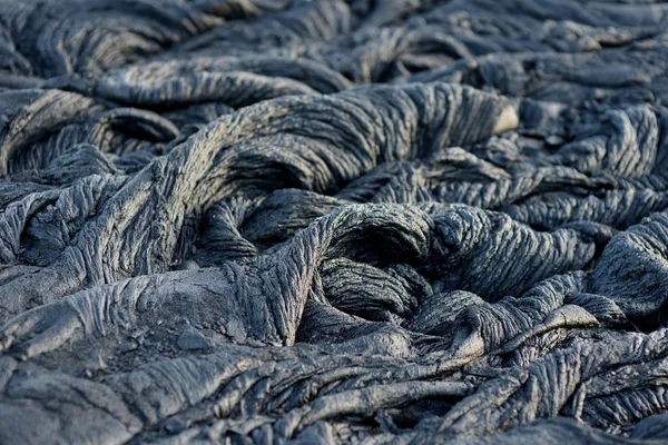 Surface ondulée de lave de pahoehoe congelée — Photo