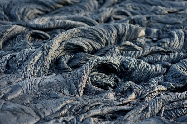 undulating surface of frozen pahoehoe lava