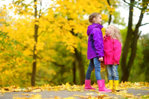 Mädchen spielen im Herbstpark — Stockfoto