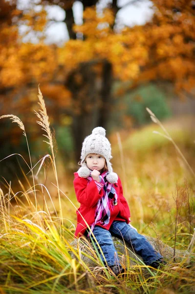 Παιδί που παίζει στο πάρκο φθινόπωρο — Φωτογραφία Αρχείου