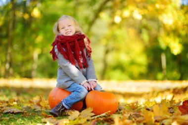 küçük kız kabak ile eğleniyor