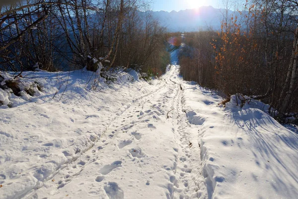 Carretera nevada en Georgia — Foto de Stock