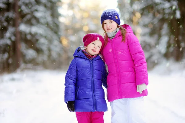 Małe dziewczynki w winter park — Zdjęcie stockowe