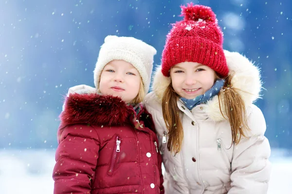 Little girls in winter park — Stock Photo, Image